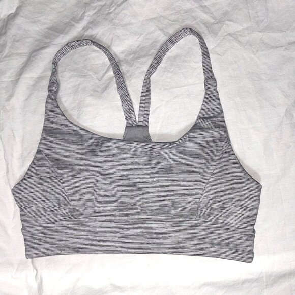 Lululemon Train Times Bra Sports Yoga Gym Activewear Wee Space Grey White Size 4 - Picture 9 of 9